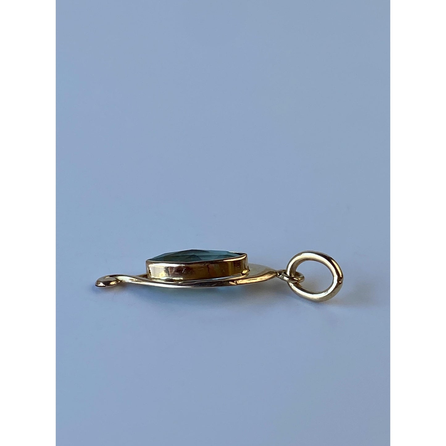 Vintage Solid 10k Yellow Gold Light Blue Cubic Zirconia Stick Pin Conversion Charm