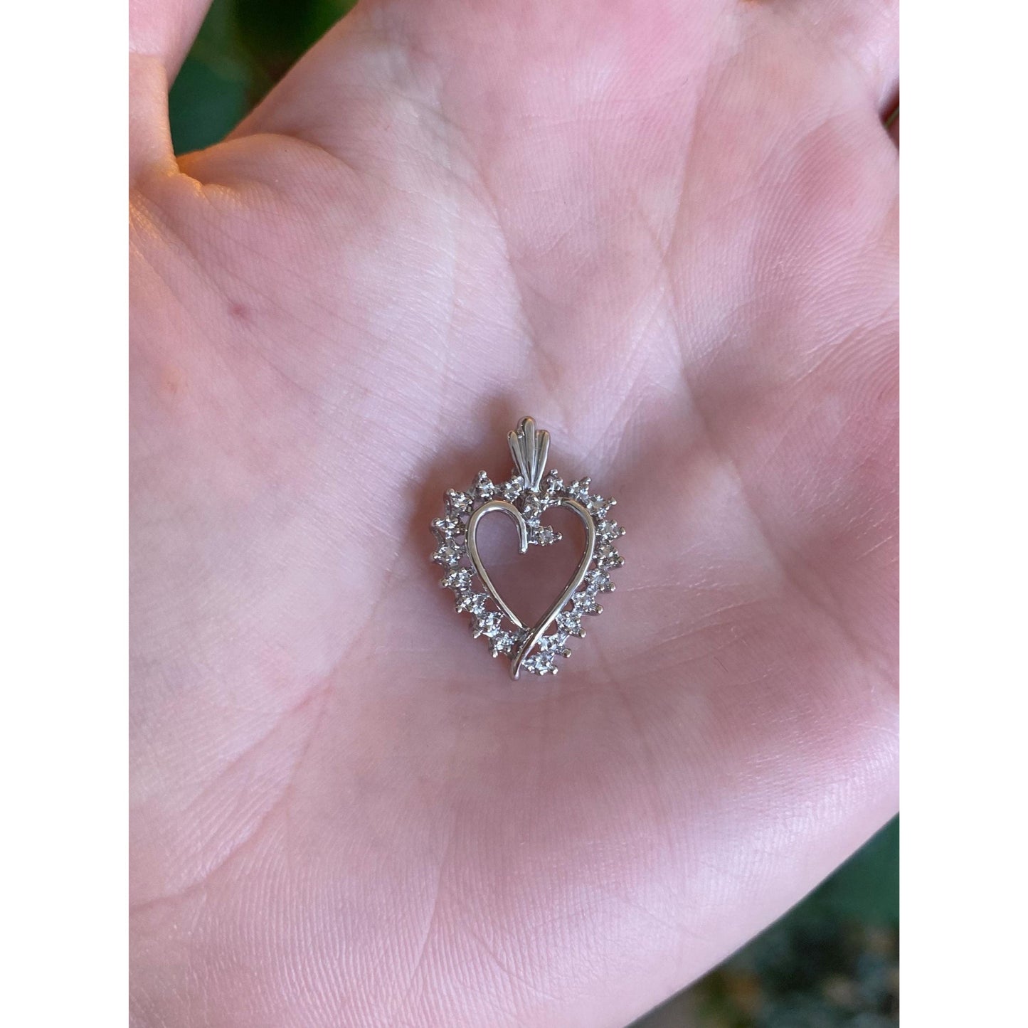 Vintage Solid 10k White Gold Heart Charm