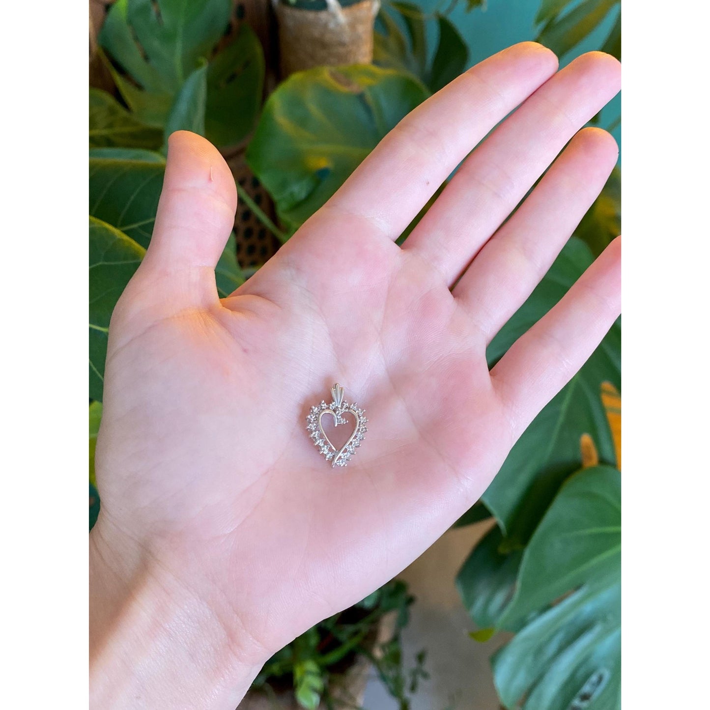Vintage Solid 10k White Gold Heart Charm