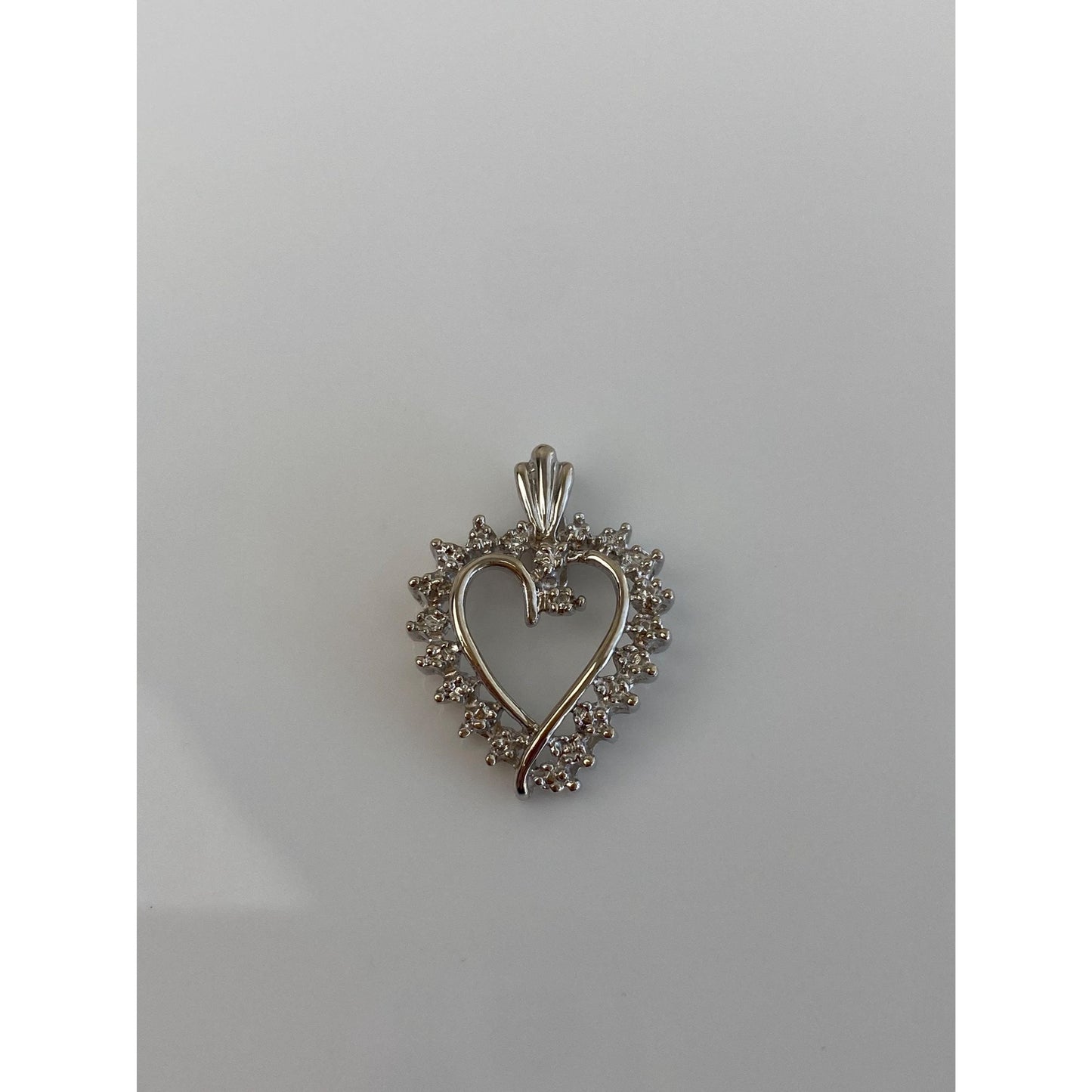 Vintage Solid 10k White Gold Heart Charm