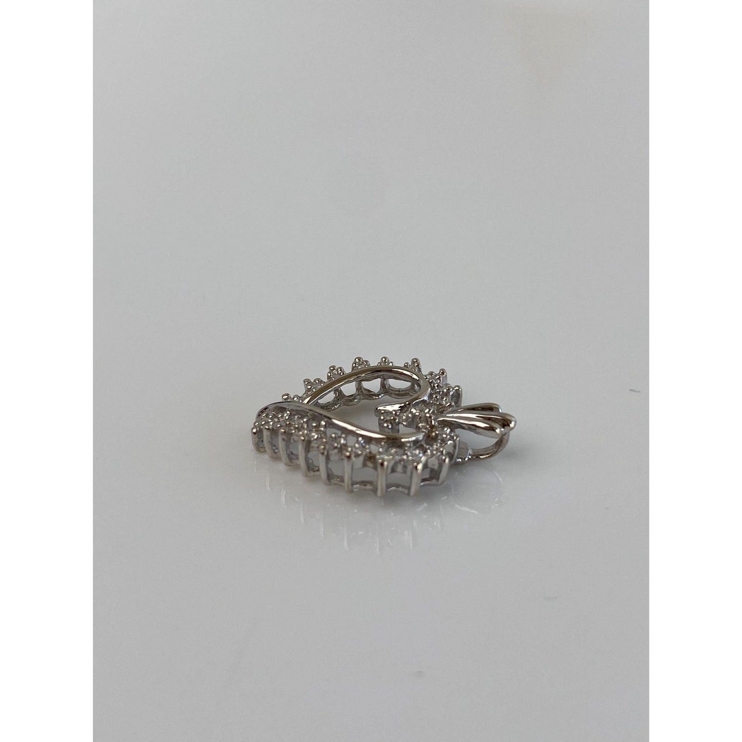 Vintage Solid 10k White Gold Heart Charm