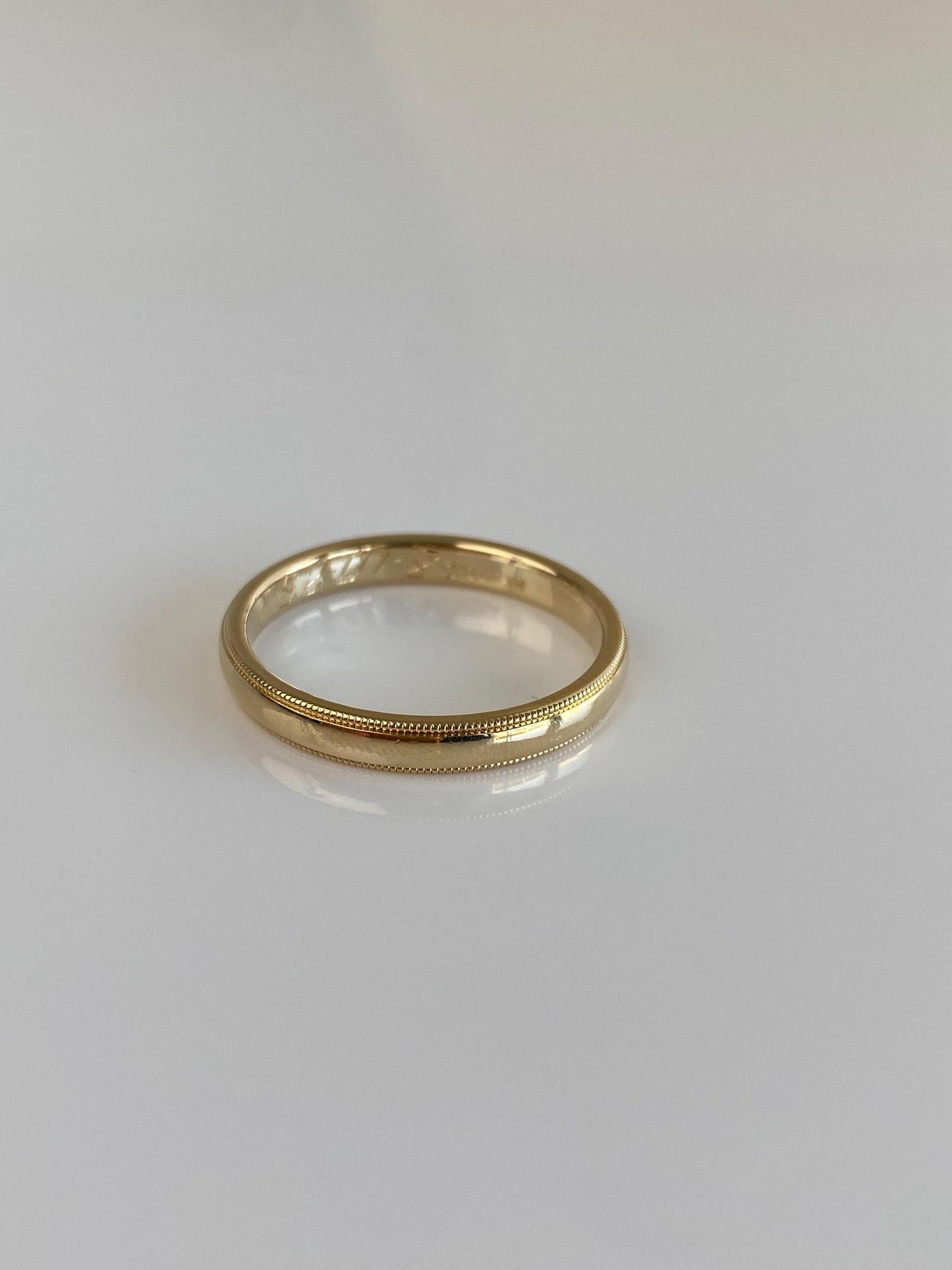 Vintage Solid 14k Yellow Gold Miligrain Ring Band - Size 8.75