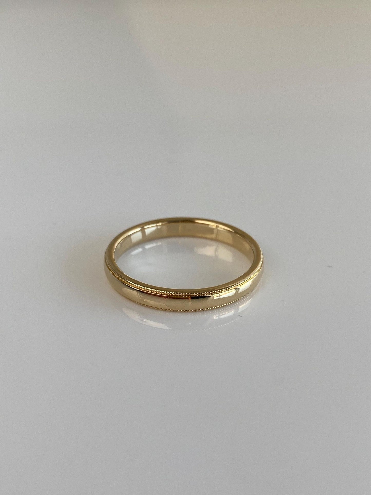 Vintage Solid 14k Yellow Gold Miligrain Ring Band - Size 8.75