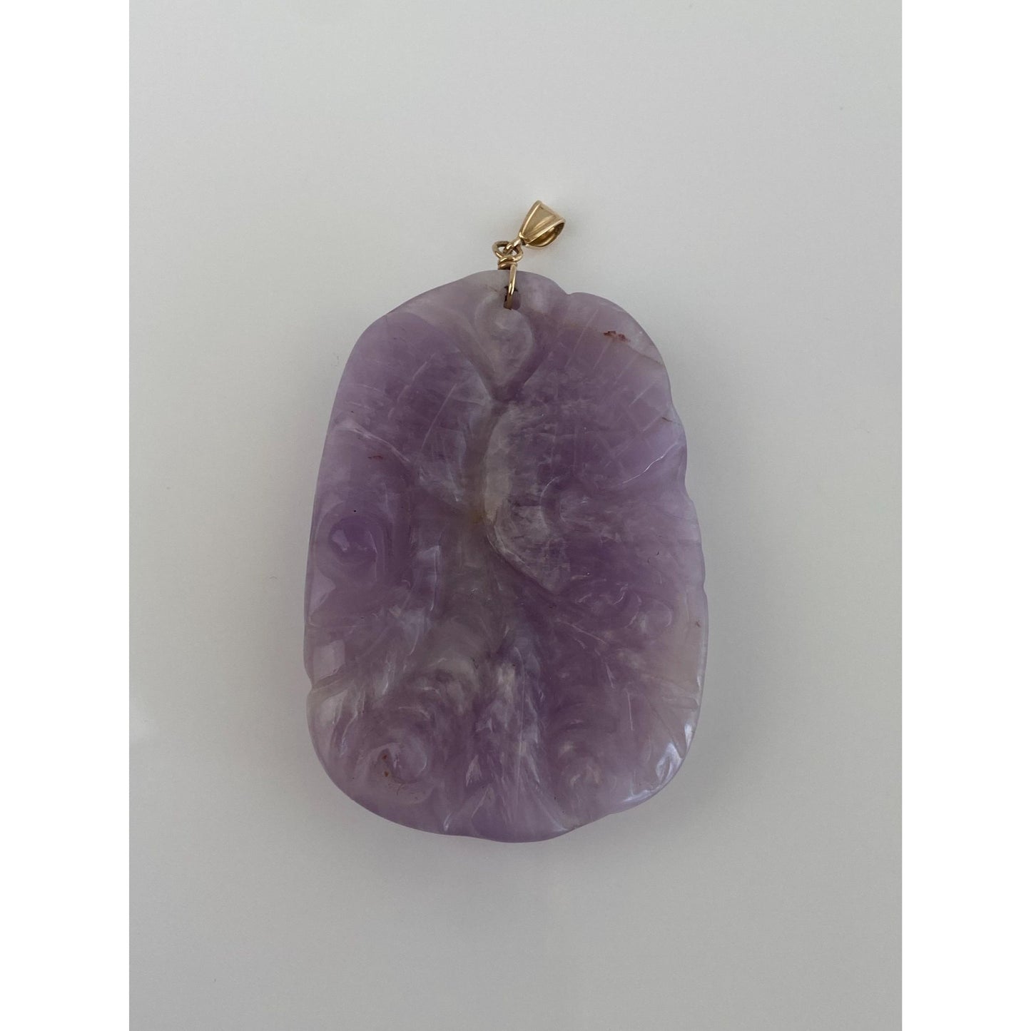 Vintage Solid 14k Yellow Gold Purple Jade Carved Charm