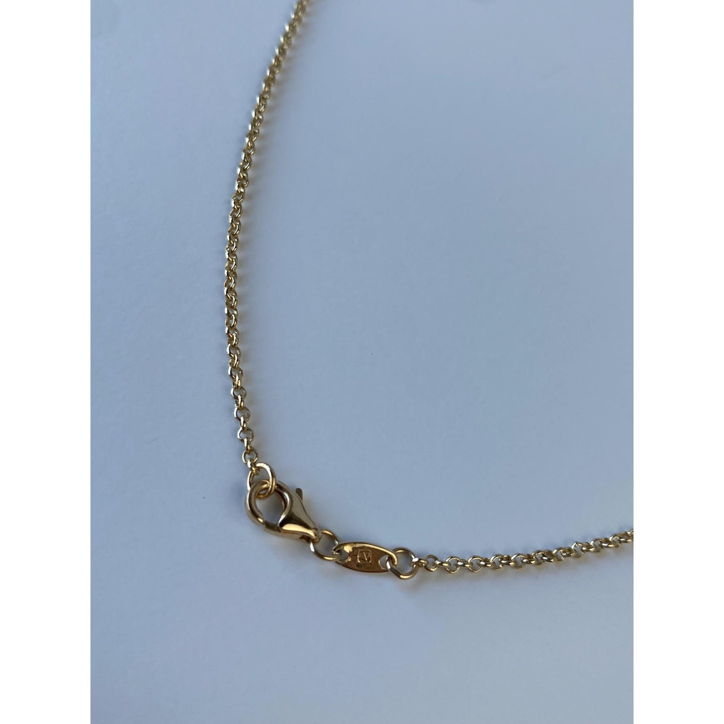 Vintage Solid 14k Yellow Gold Smoky Quartz Citrine Gold Teardrop Rolo Chain Necklace - 16.5 Inches