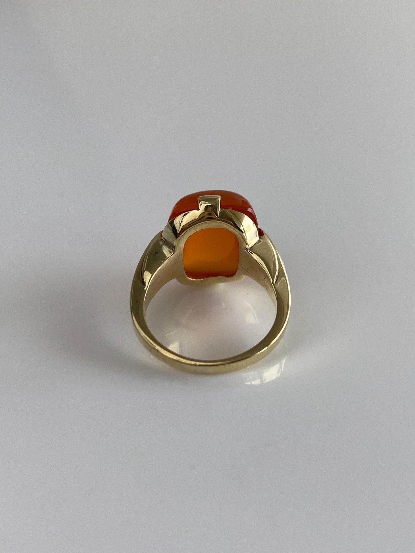 Vintage Solid 14k Yellow Gold Carnelian Ring - Size 1.75