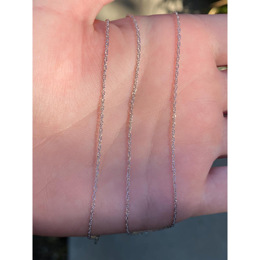 Solid 14k White Gold Dainty Chain Necklace - 17.25 inches