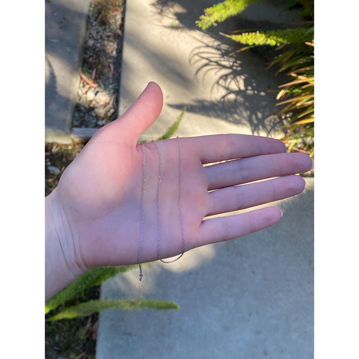 Solid 14k White Gold Dainty Chain Necklace - 17.25 inches