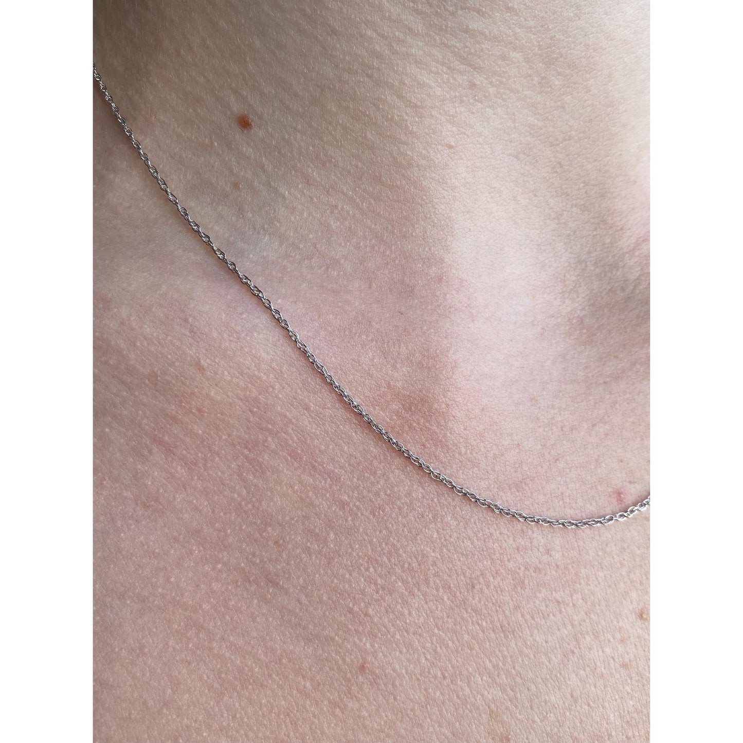 Solid 14k White Gold Dainty Chain Necklace - 17.25 inches