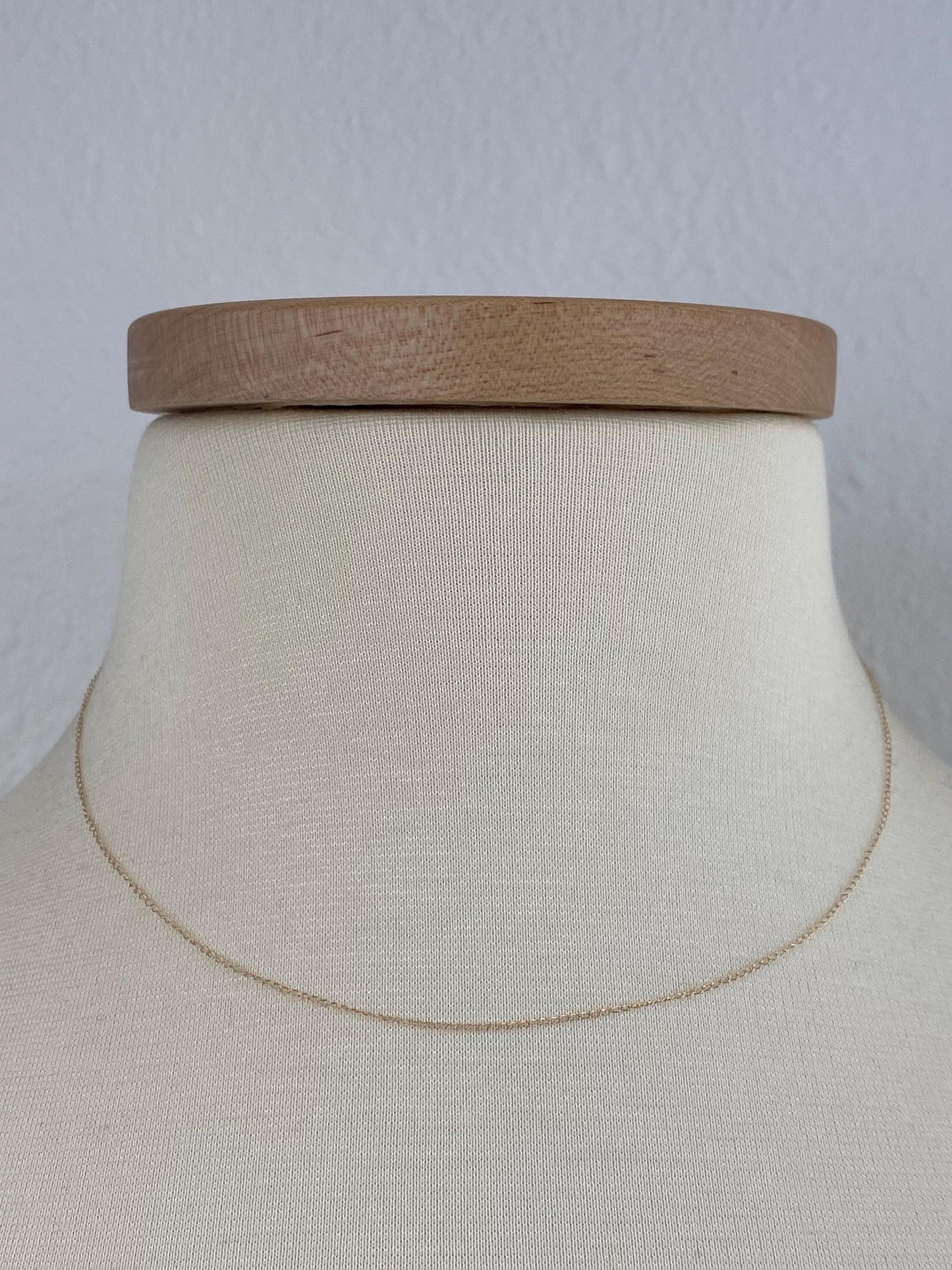 Vintage Solid 14k Yellow Gold Dainty Elongated Curb Chain Necklace - 16 inches