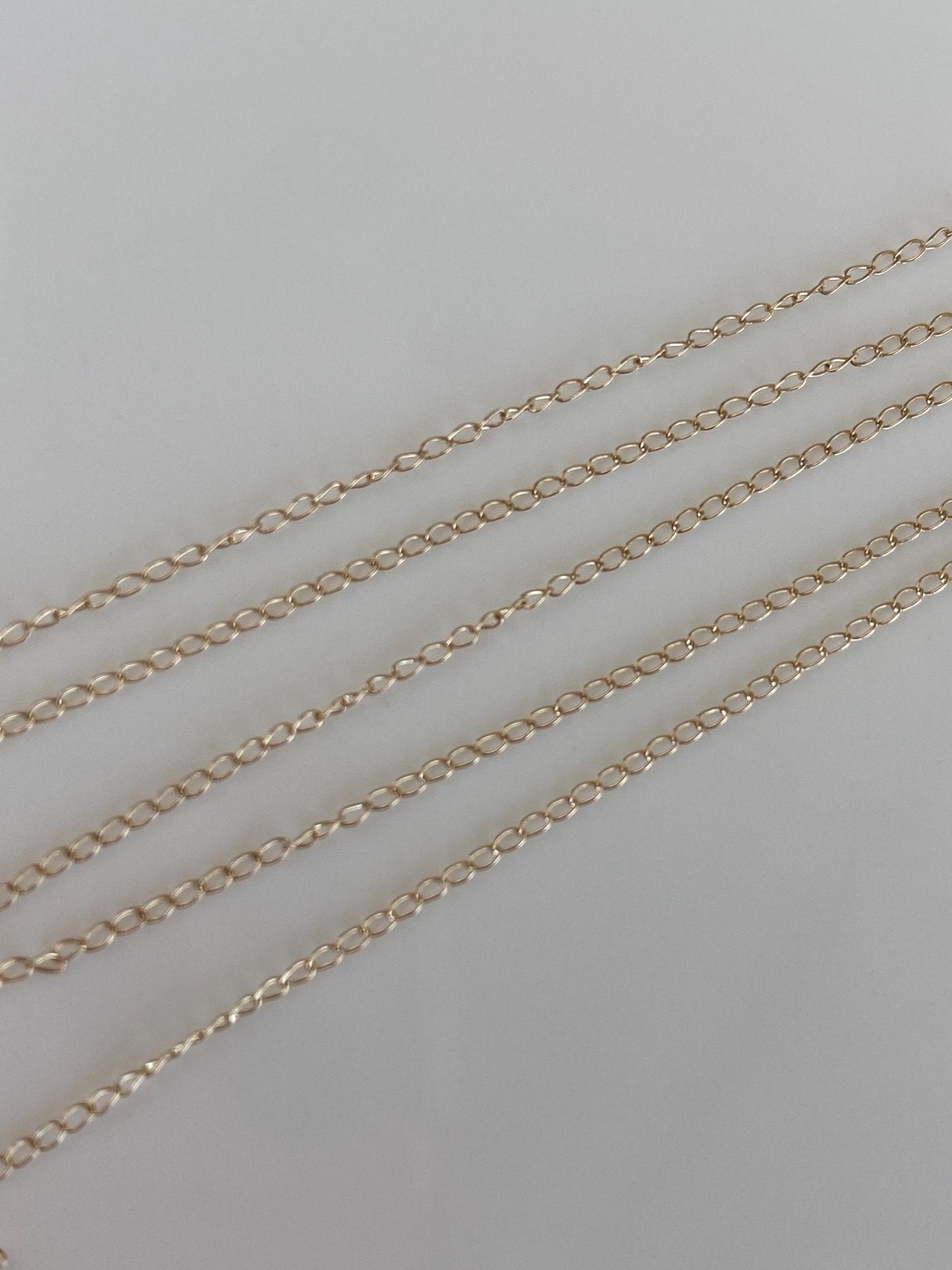 Vintage Solid 14k Yellow Gold Dainty Elongated Curb Chain Necklace - 16 inches