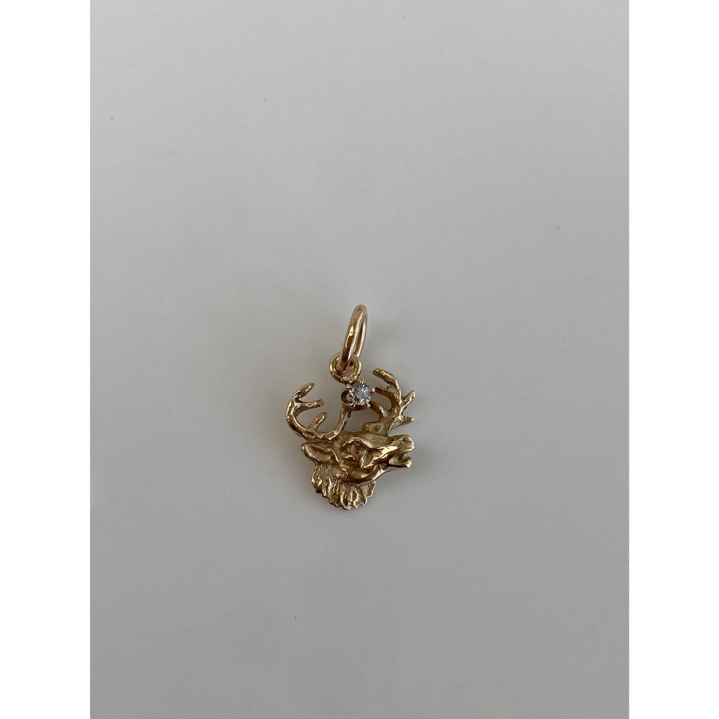 Vintage Solid 10k Yellow Gold Diamond Elk Charm