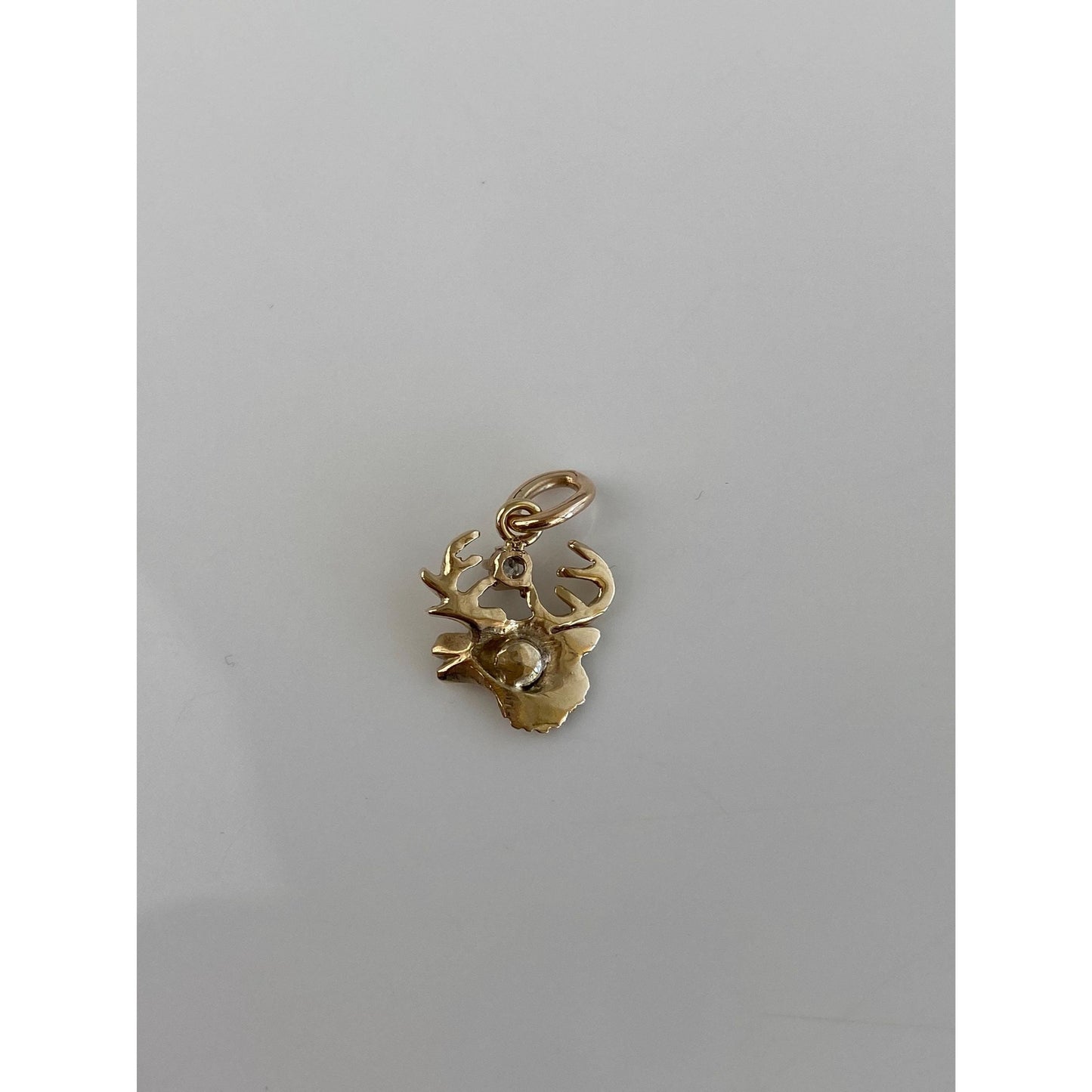 Vintage Solid 10k Yellow Gold Diamond Elk Charm