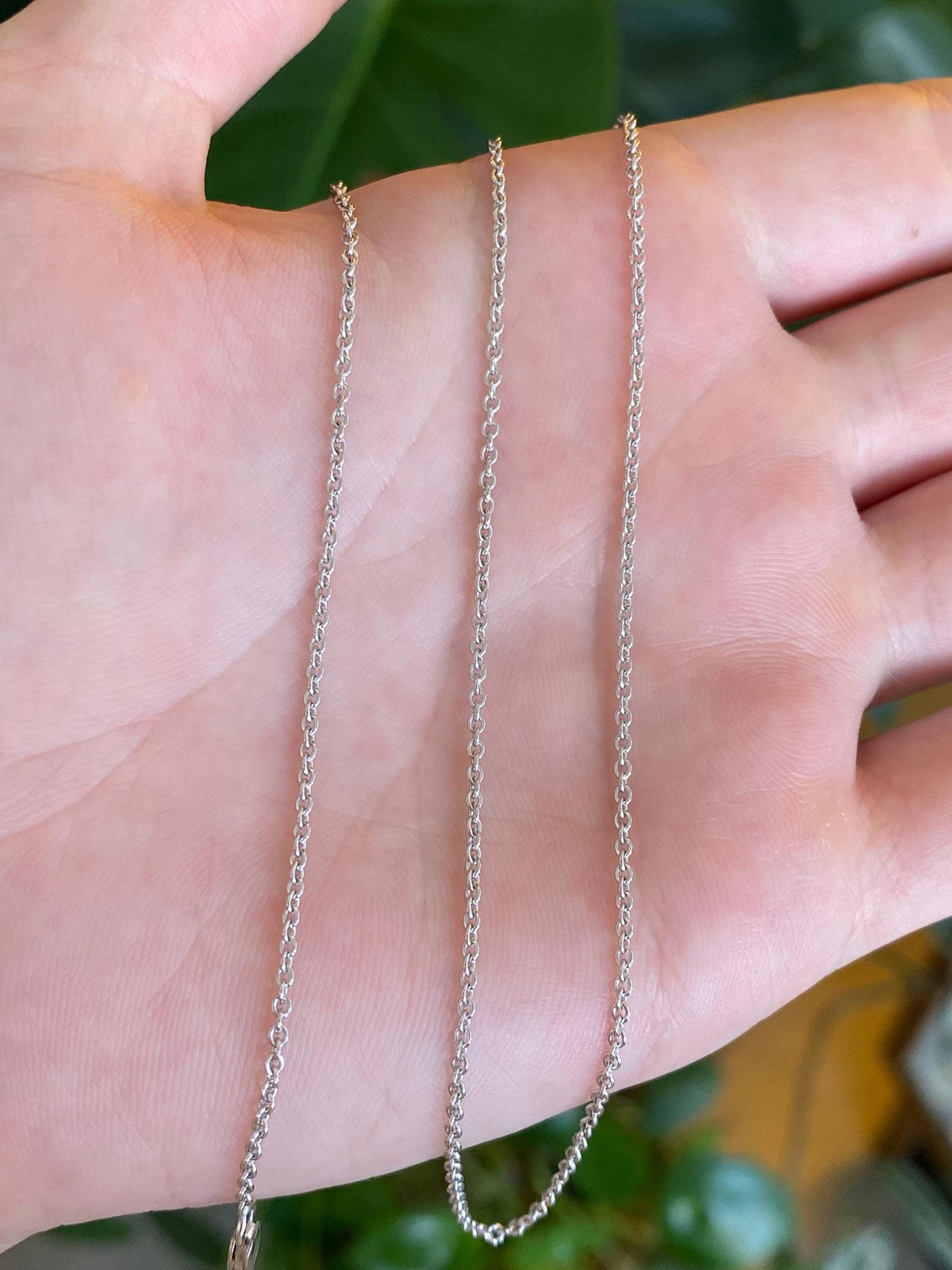 Vintage Solid 14k White Gold Tight Rolo Chain Necklace - 18.5 inches