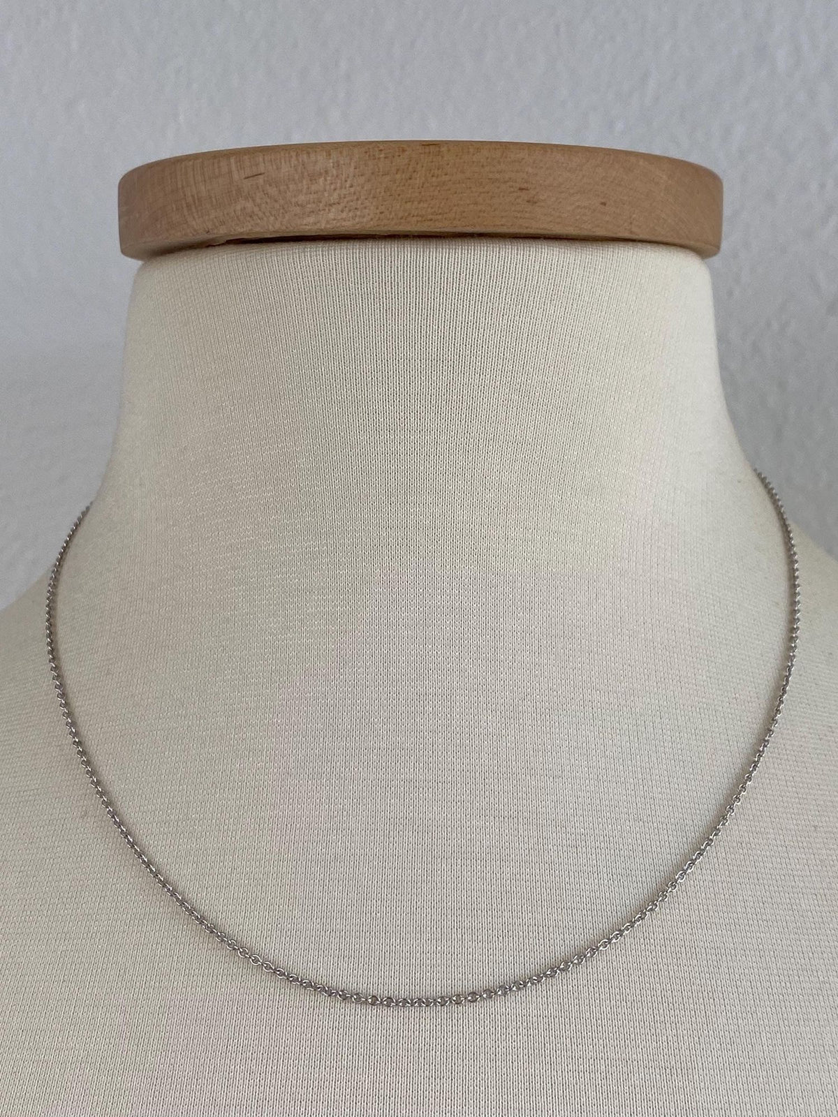 Vintage Solid 14k White Gold Tight Rolo Chain Necklace - 18.5 inches
