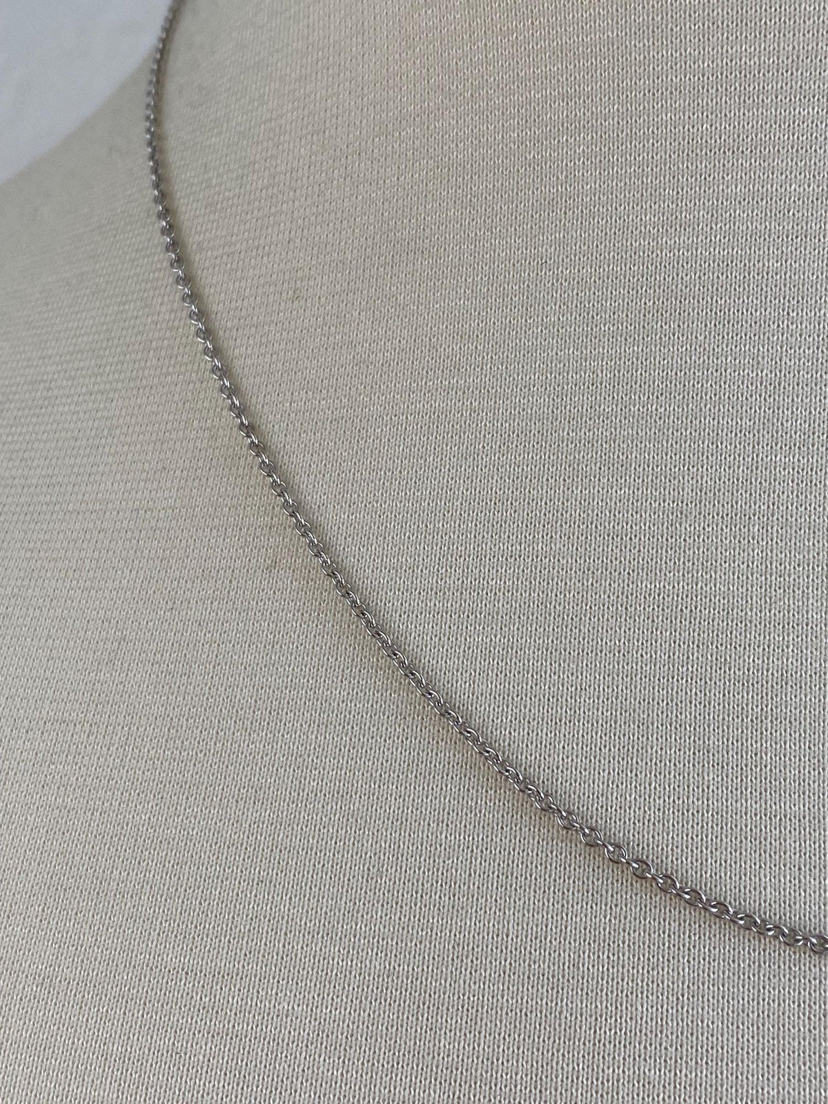 Vintage Solid 14k White Gold Tight Rolo Chain Necklace - 18.5 inches