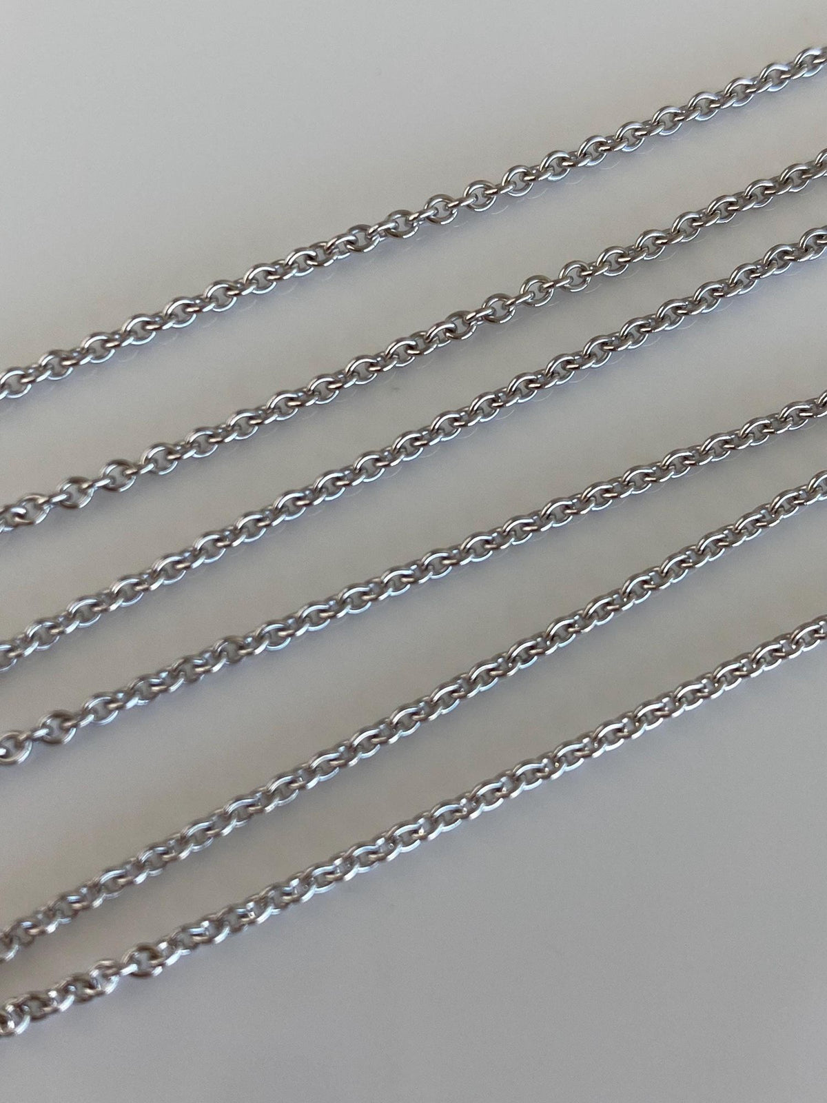 Vintage Solid 14k White Gold Tight Rolo Chain Necklace - 18.5 inches