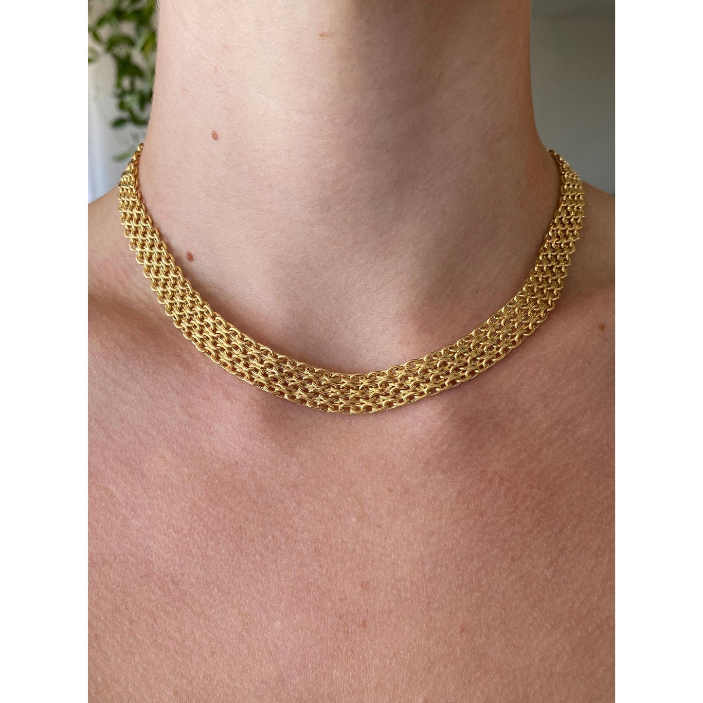Vintage 14k Yellow Gold Woven Chain Necklace - 16 inches