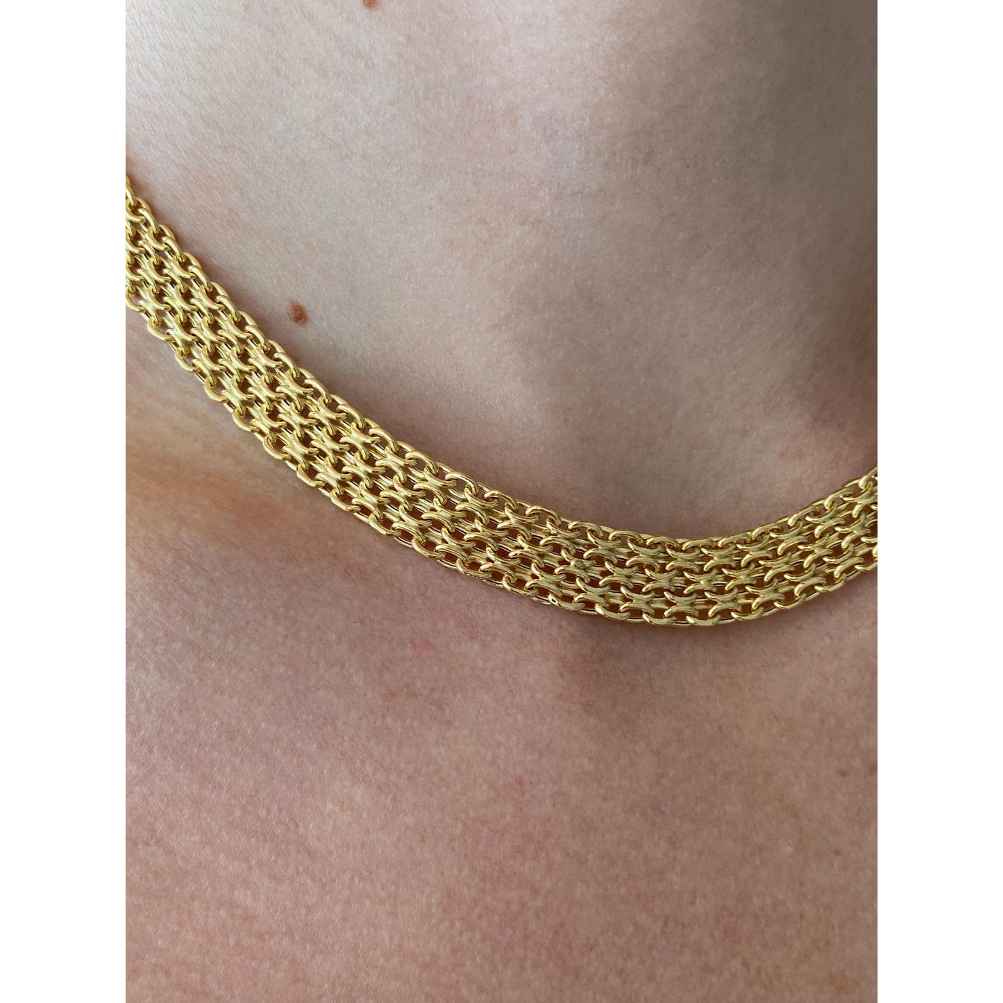 Vintage 14k Yellow Gold Woven Chain Necklace - 16 inches