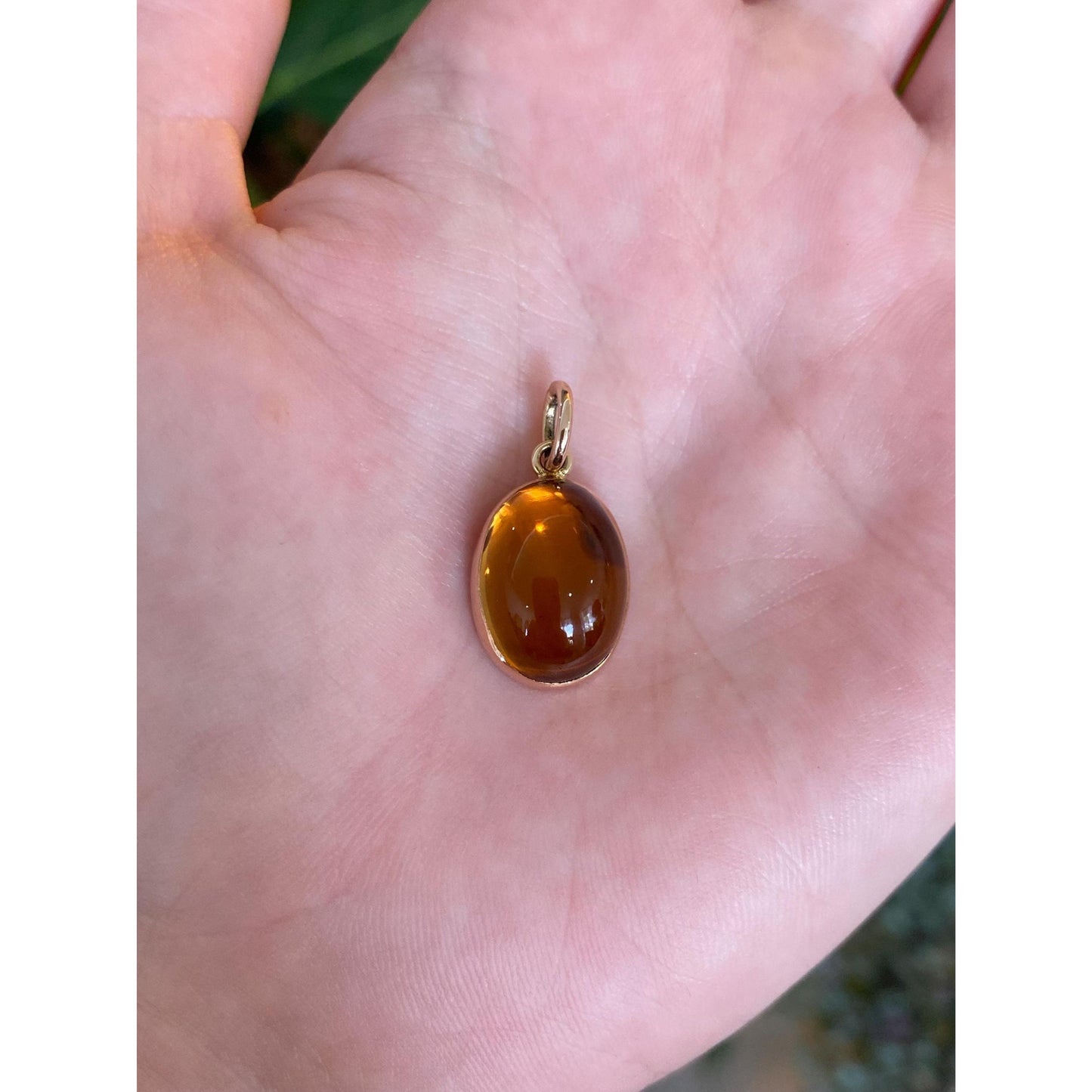 Vintage Solid 14k Yellow Gold Citrine Charm