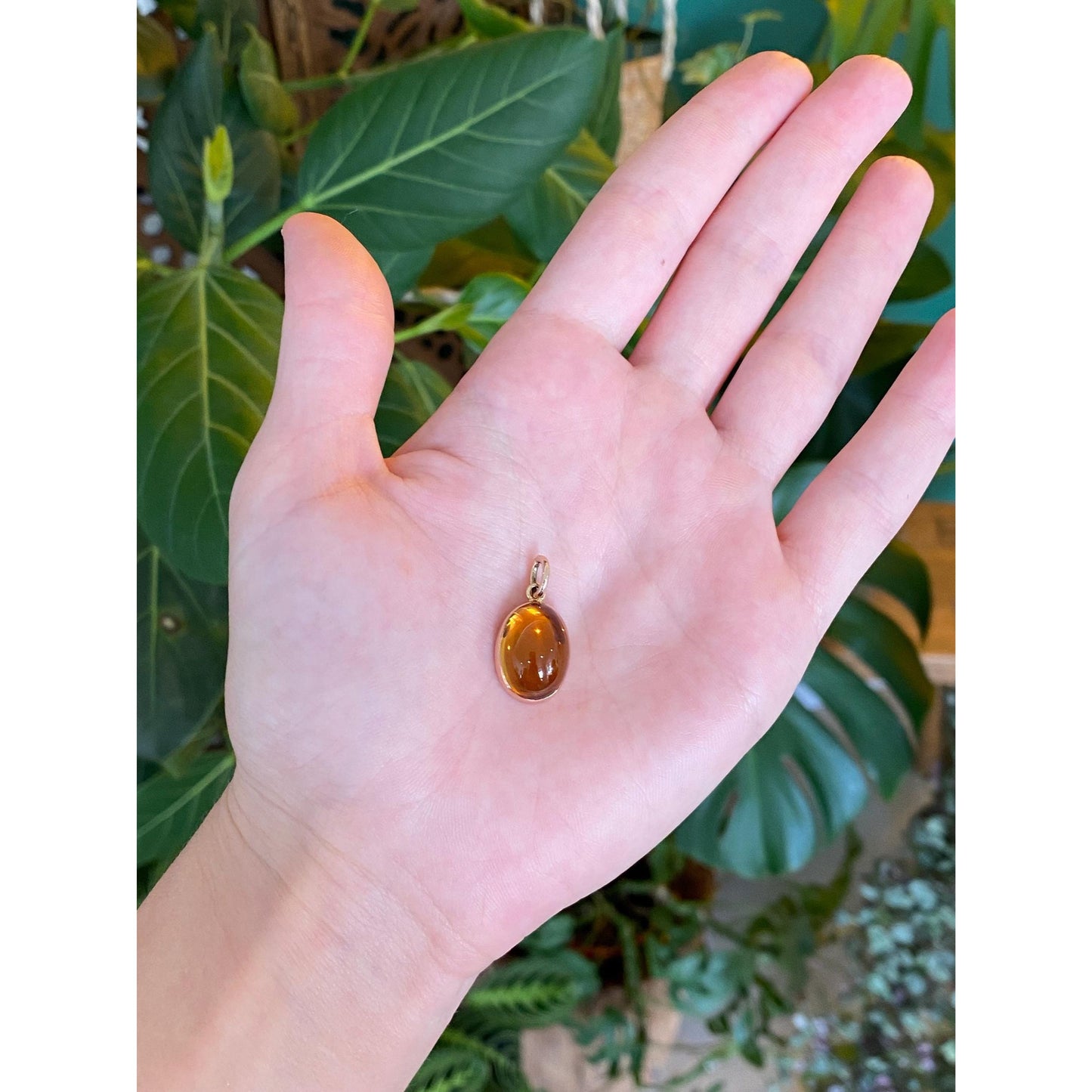 Vintage Solid 14k Yellow Gold Citrine Charm