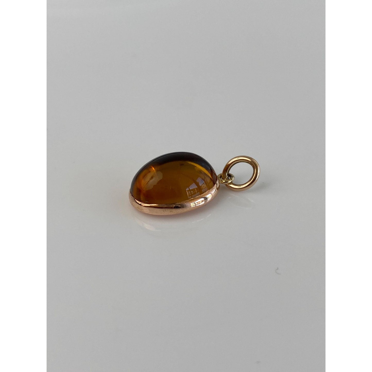 Vintage Solid 14k Yellow Gold Citrine Charm