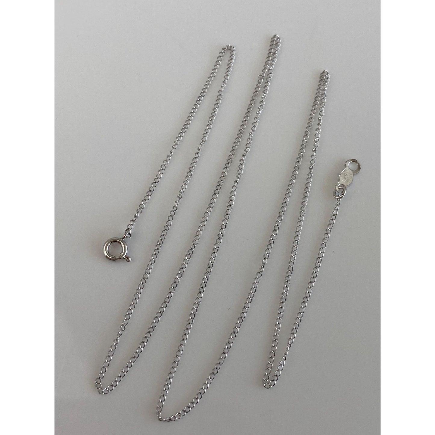 Vintage Solid 14k White Gold Dainty Curb Chain Necklace - 18 inches