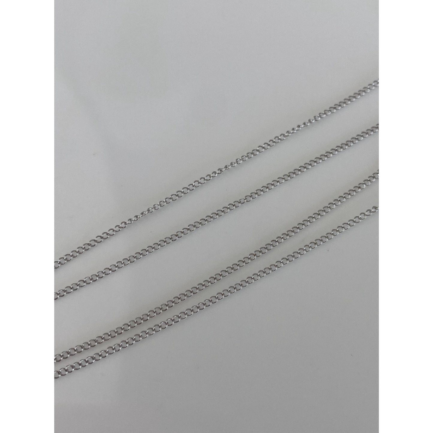 Vintage Solid 14k White Gold Dainty Curb Chain Necklace - 18 inches