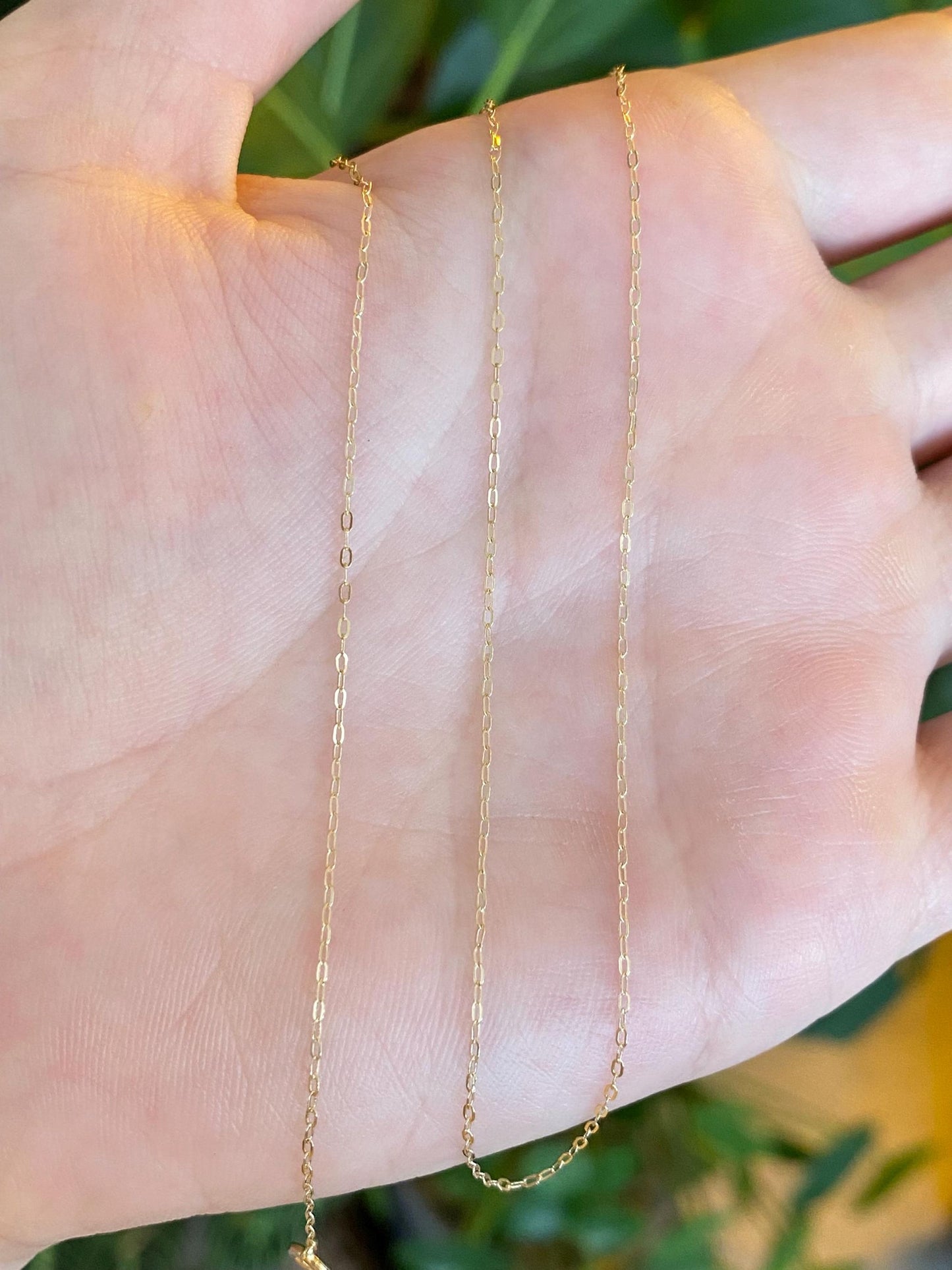 Vintage Solid 14k Yellow Gold Dainty Cable Chain Necklace - 15 inches