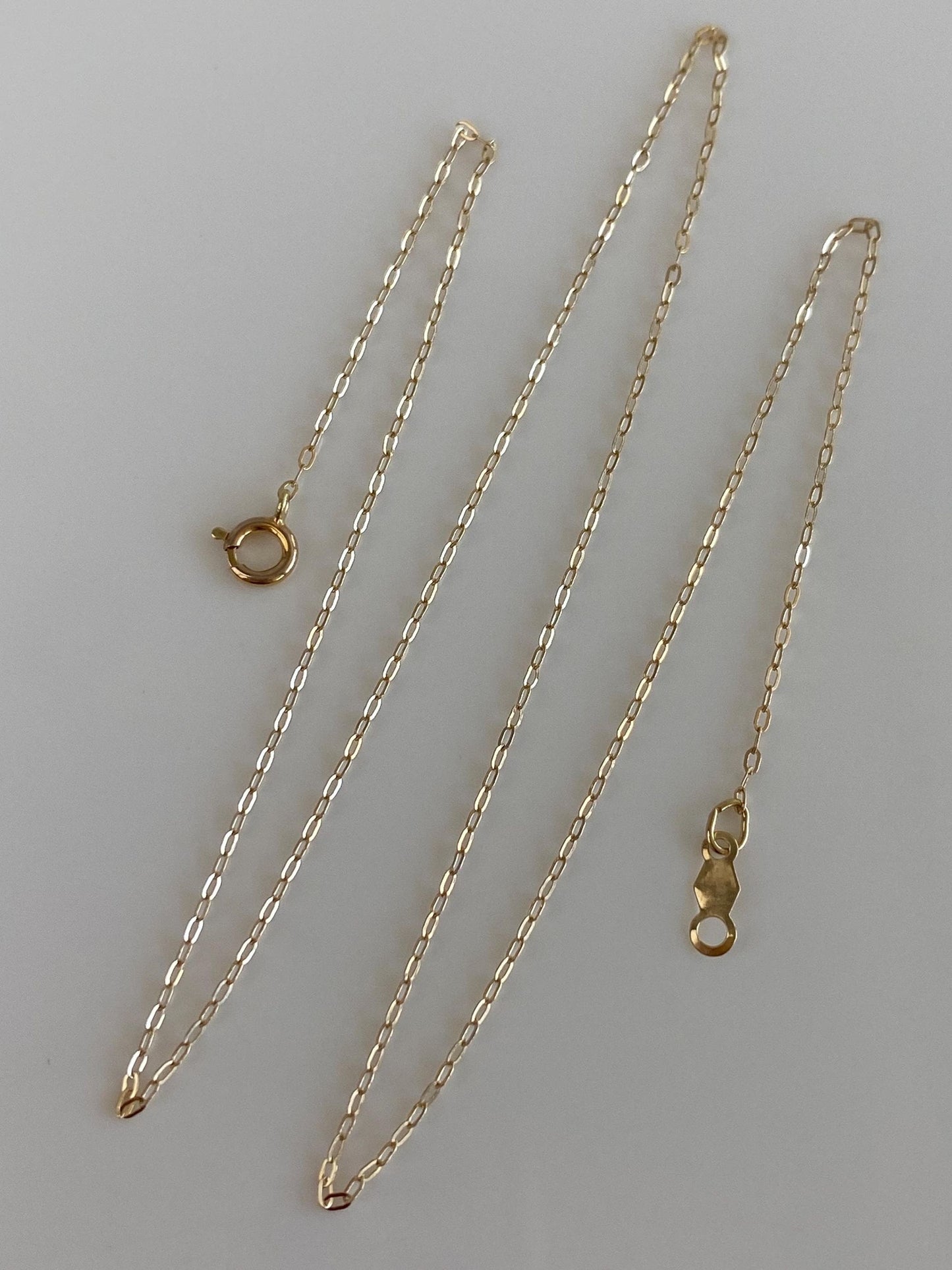 Vintage Solid 14k Yellow Gold Dainty Cable Chain Necklace - 15 inches