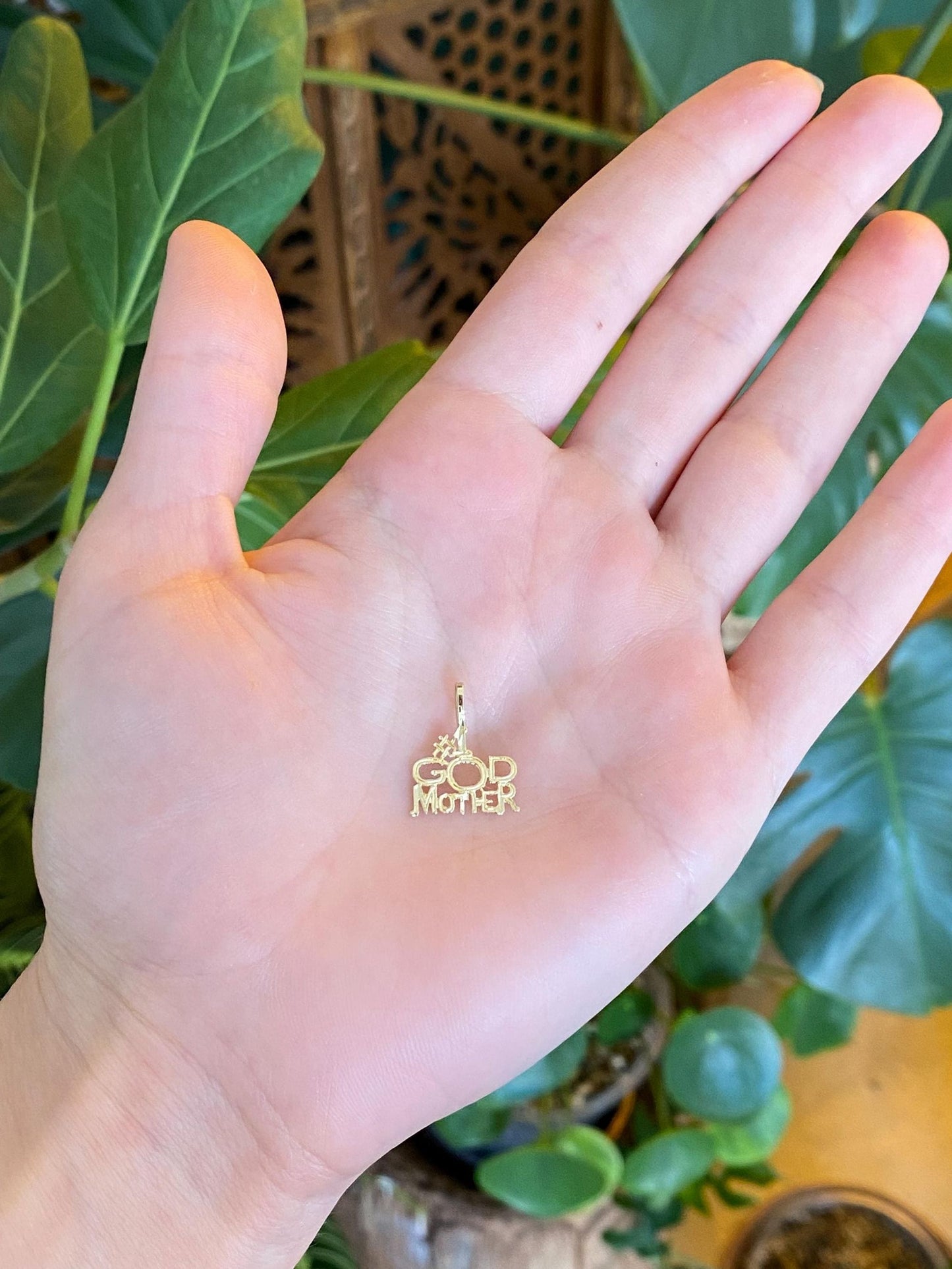Vintage Solid 14k Yellow Gold '#1 God Mother' Charm