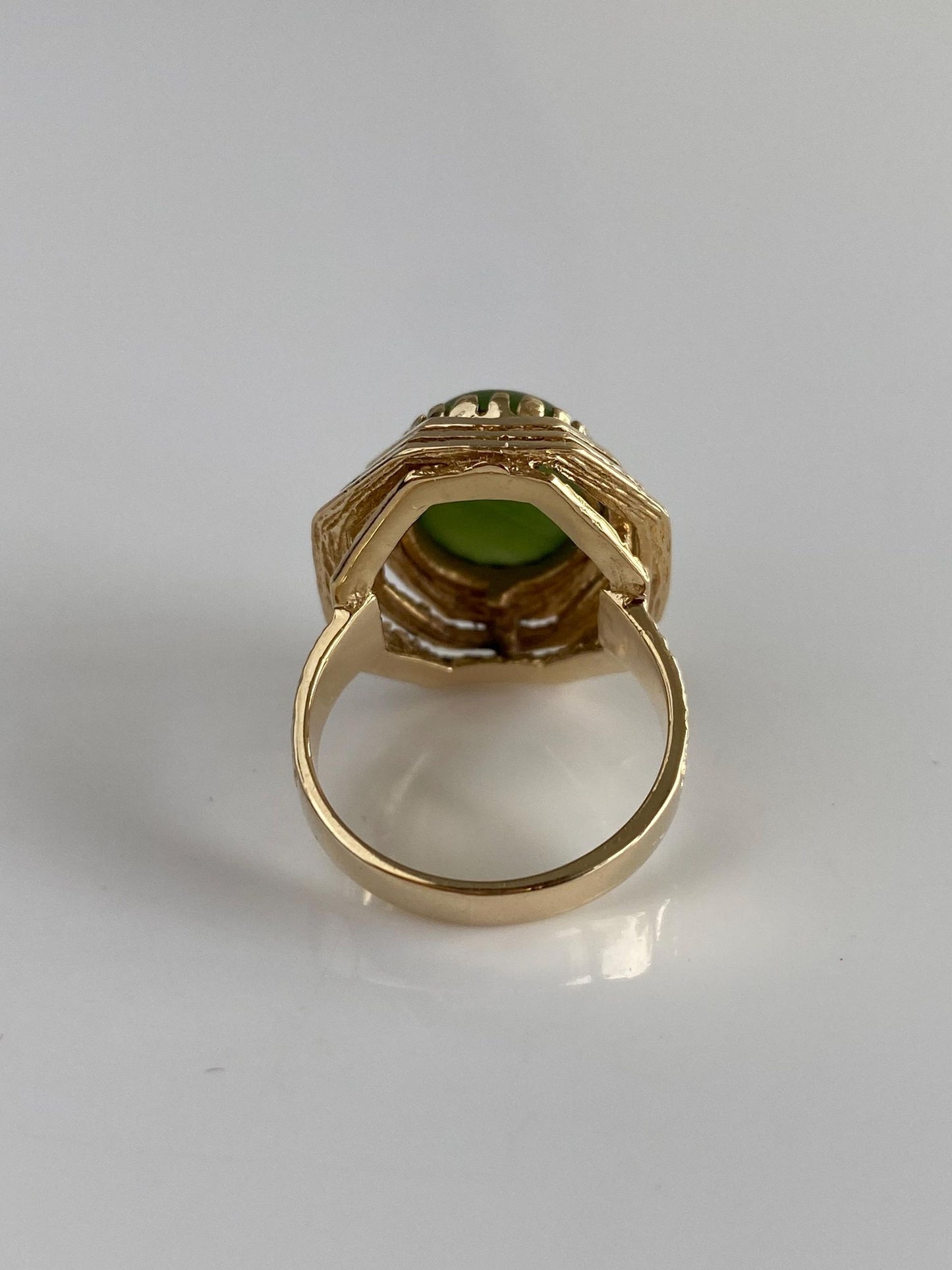 Vintage Solid 14k Yellow Gold Nephrite Ring - Size 5.5