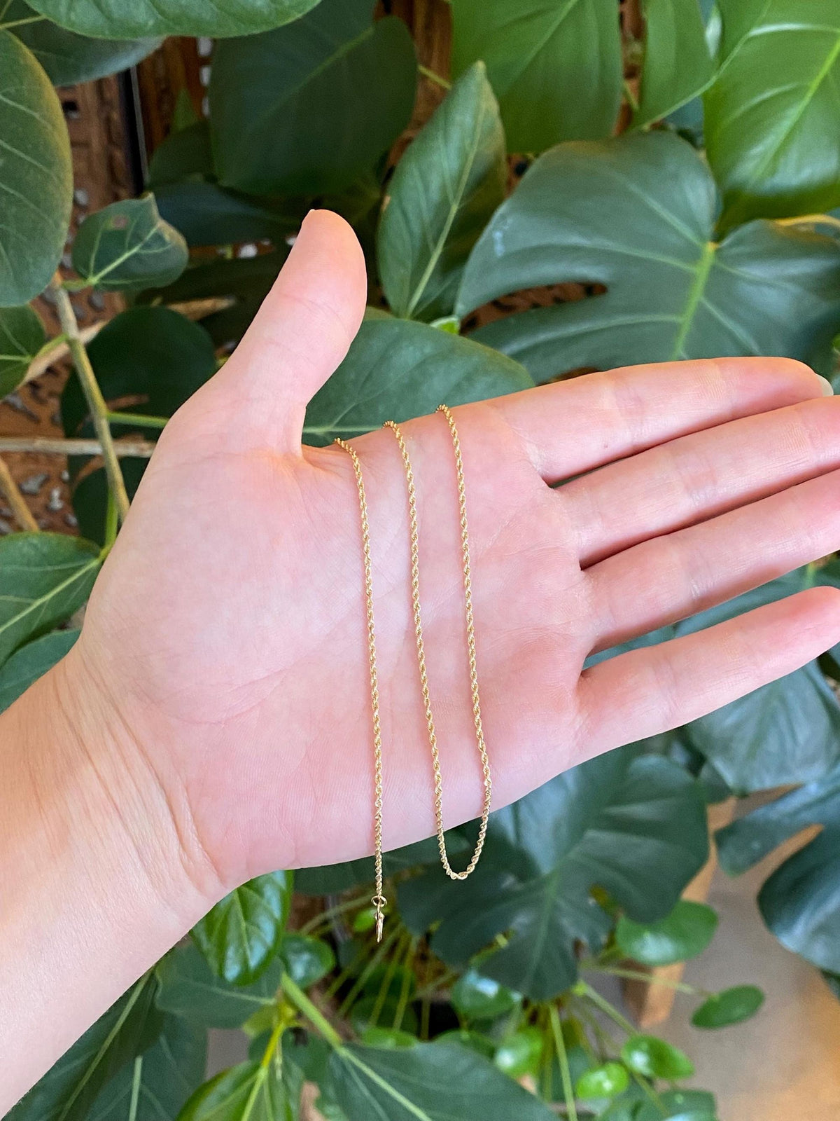 Vintage 14k Yellow Gold Slim Rope Chain Necklace - 18.25 inches
