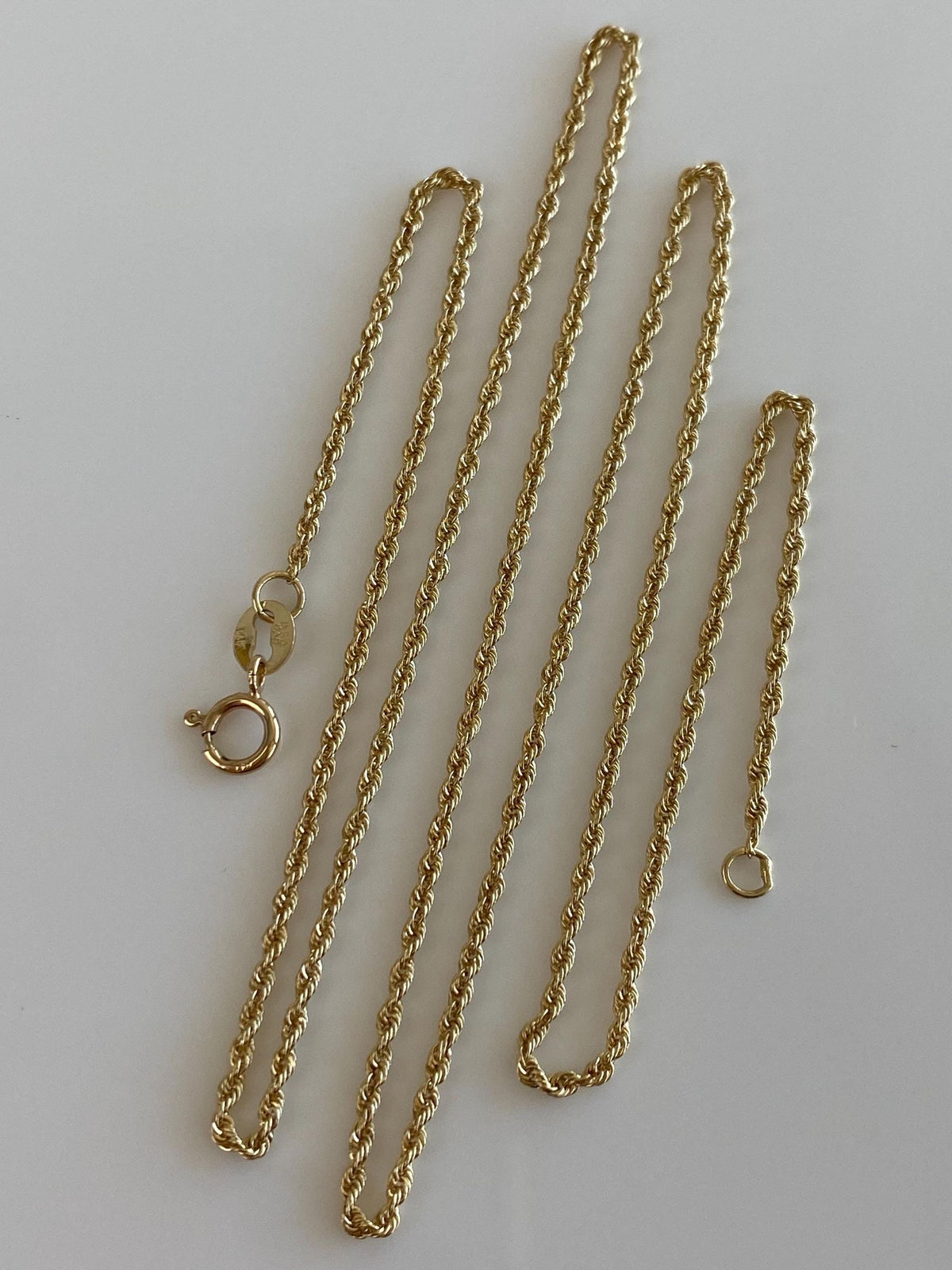 Vintage 14k Yellow Gold Slim Rope Chain Necklace - 18.25 inches