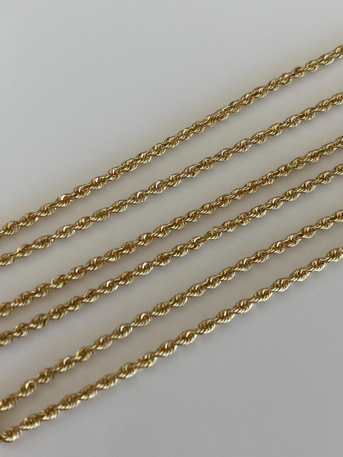 Vintage 14k Yellow Gold Slim Rope Chain Necklace - 18.25 inches