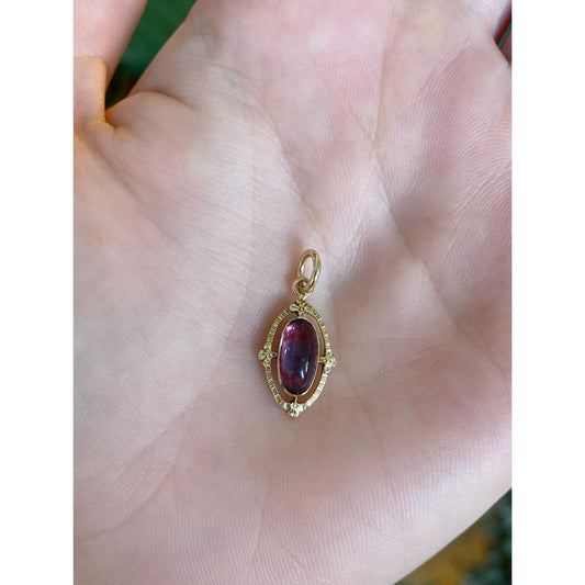 Vintage Solid 14k Yellow Gold Colored Quartz Stick Pin Conversion Charm