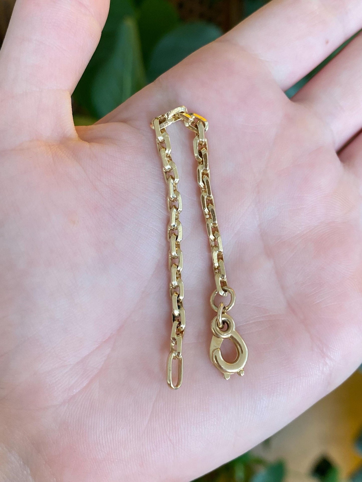 Vintage Solid 14k Yellow Gold Biker Link Chain Extender - 4.75 inches
