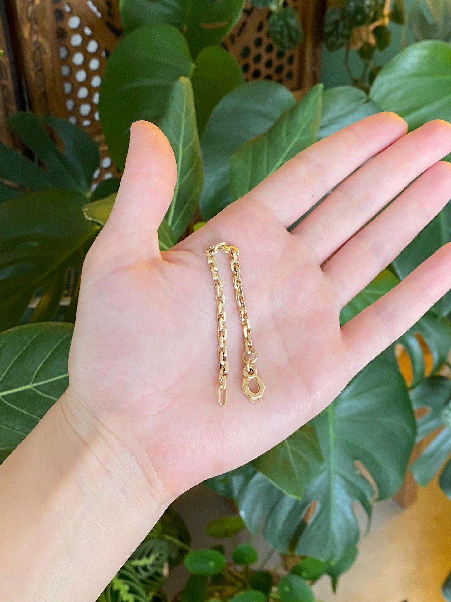 Vintage Solid 14k Yellow Gold Biker Link Chain Extender - 4.75 inches