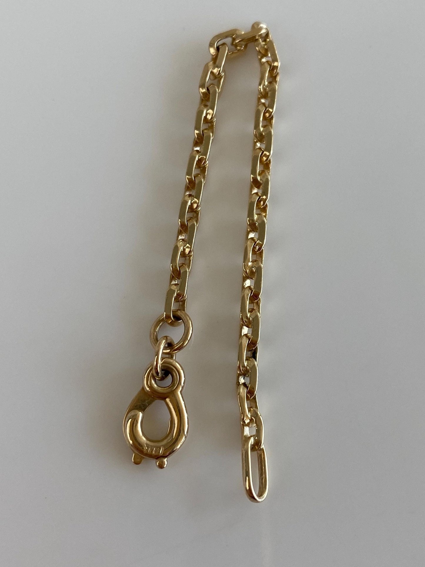 Vintage Solid 14k Yellow Gold Biker Link Chain Extender - 4.75 inches