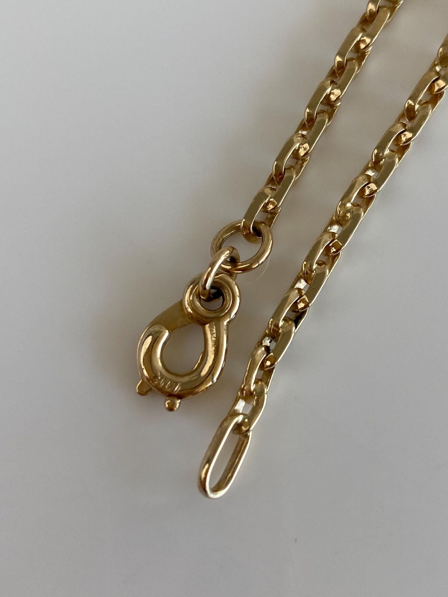 Vintage Solid 14k Yellow Gold Biker Link Chain Extender - 4.75 inches