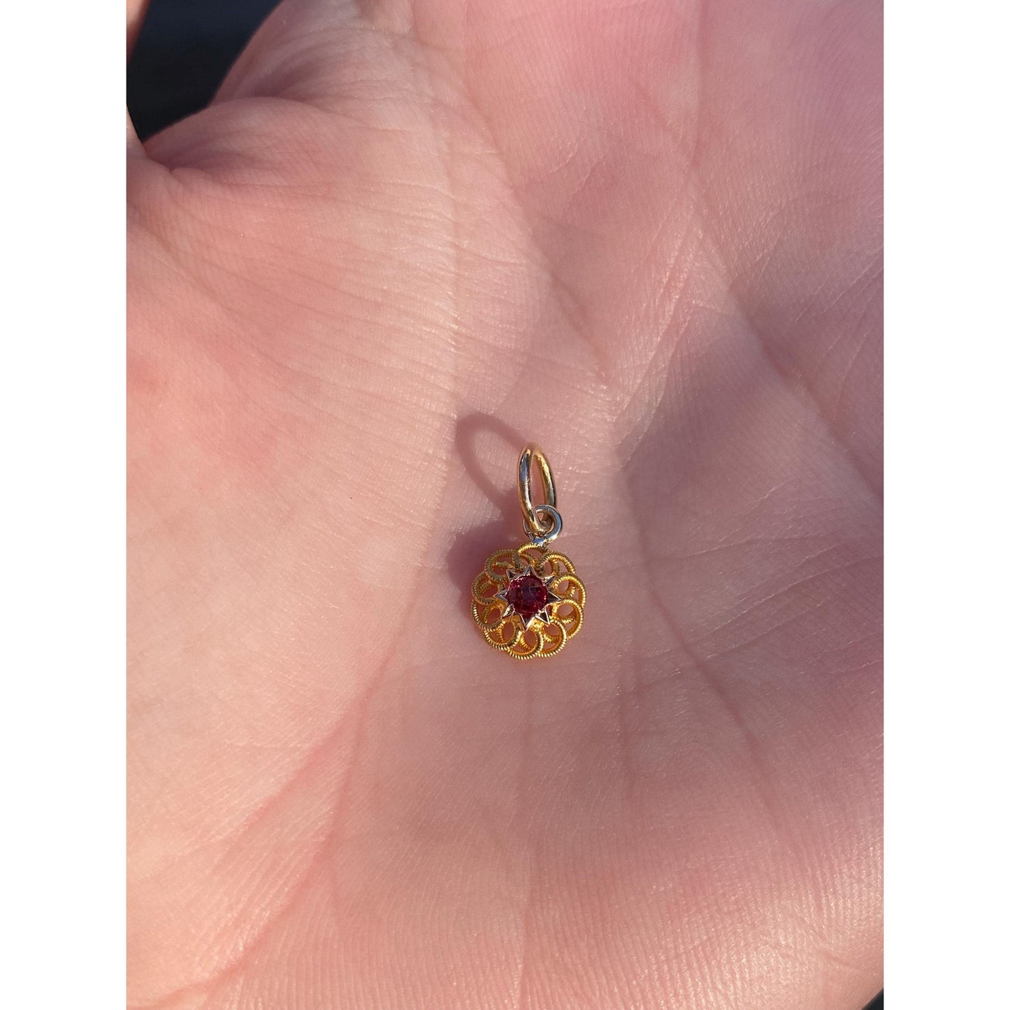 Vintage Solid 14k Yellow Gold Pink Cubic Zirconia Stick Pin Conversion Charm