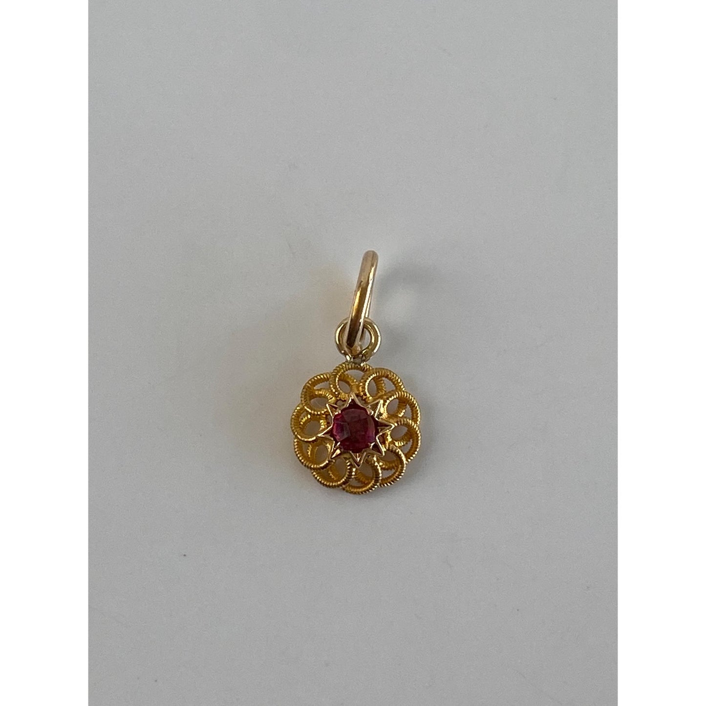 Vintage Solid 14k Yellow Gold Pink Cubic Zirconia Stick Pin Conversion Charm