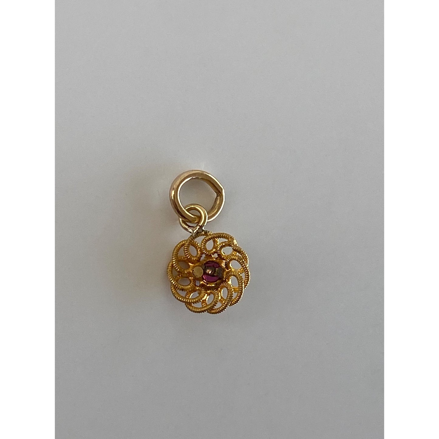 Vintage Solid 14k Yellow Gold Pink Cubic Zirconia Stick Pin Conversion Charm