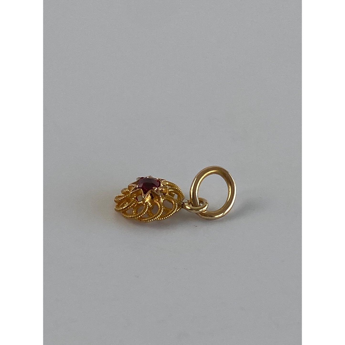 Vintage Solid 14k Yellow Gold Pink Cubic Zirconia Stick Pin Conversion Charm