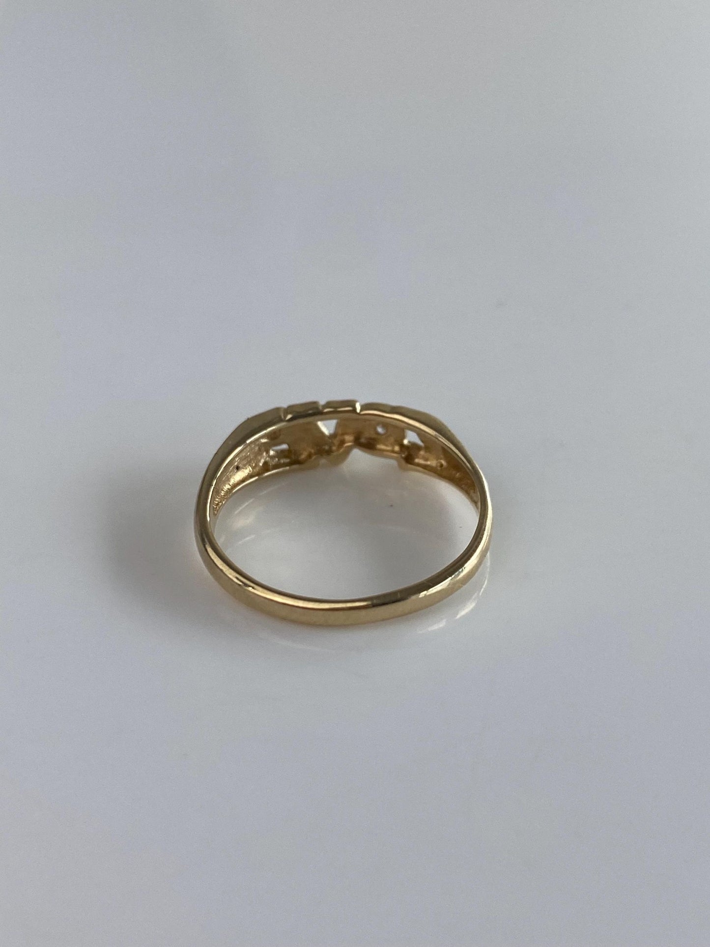 Vintage Solid 14k Yellow Gold Diamond Love Ring - Size 5.75