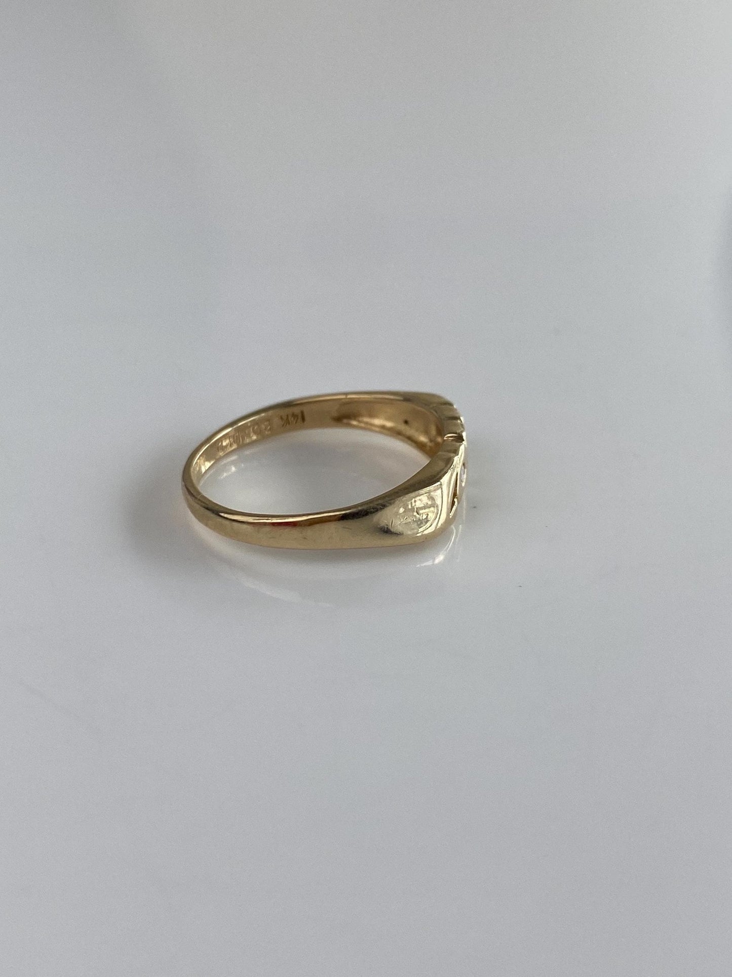 Vintage Solid 14k Yellow Gold Diamond Love Ring - Size 5.75
