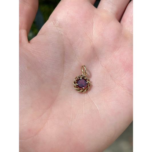 Vintage 10k Yellow Gold Pink Tourmaline Rope Border Stick Pin Conversion Charm