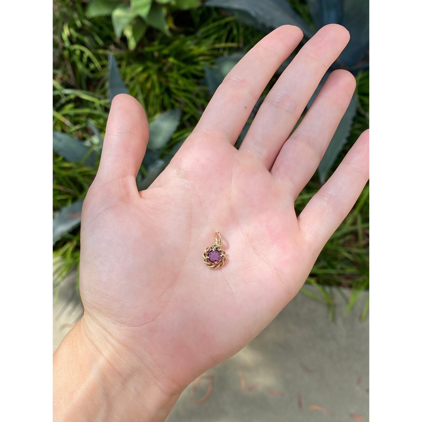 Vintage 10k Yellow Gold Pink Tourmaline Rope Border Stick Pin Conversion Charm