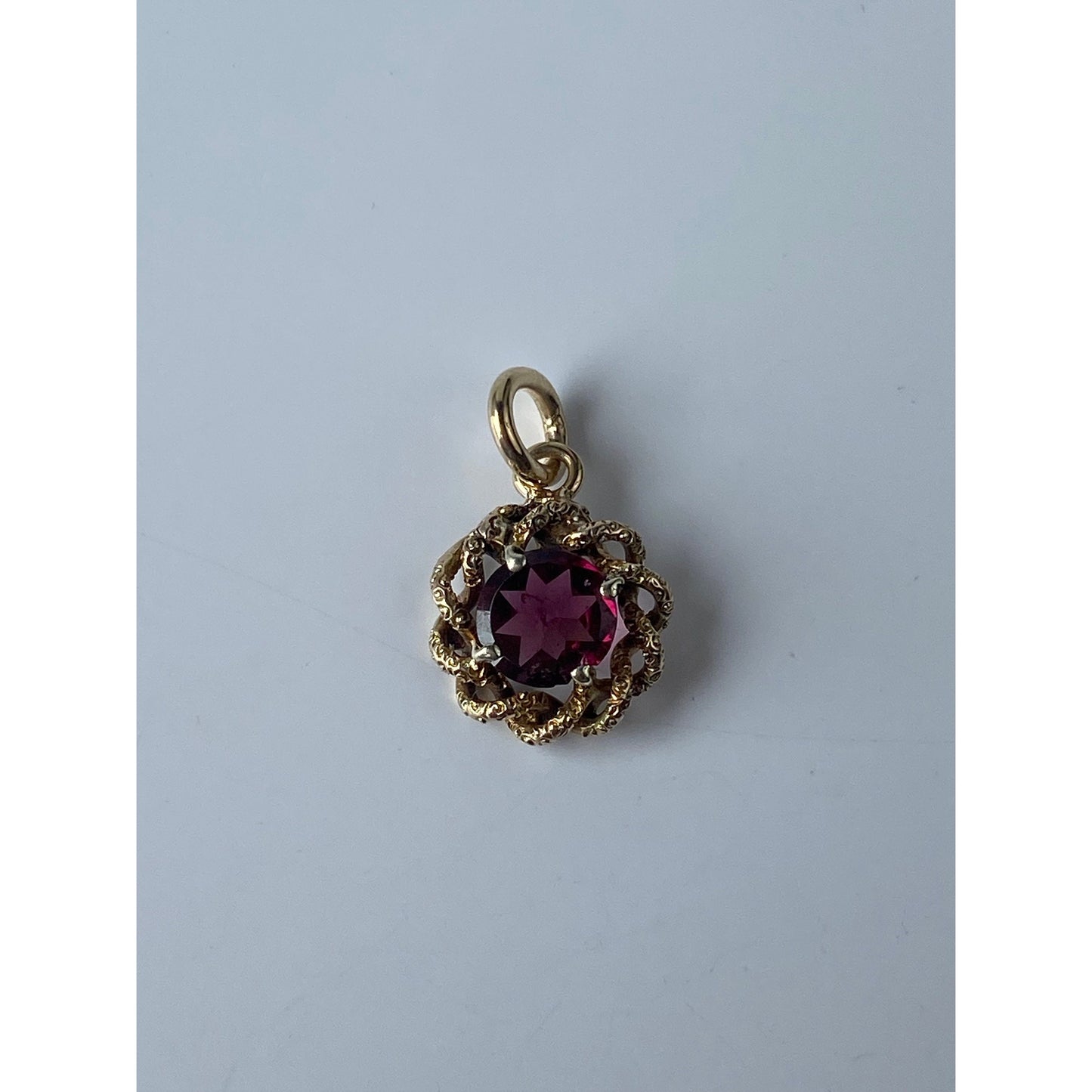 Vintage 10k Yellow Gold Pink Tourmaline Rope Border Stick Pin Conversion Charm