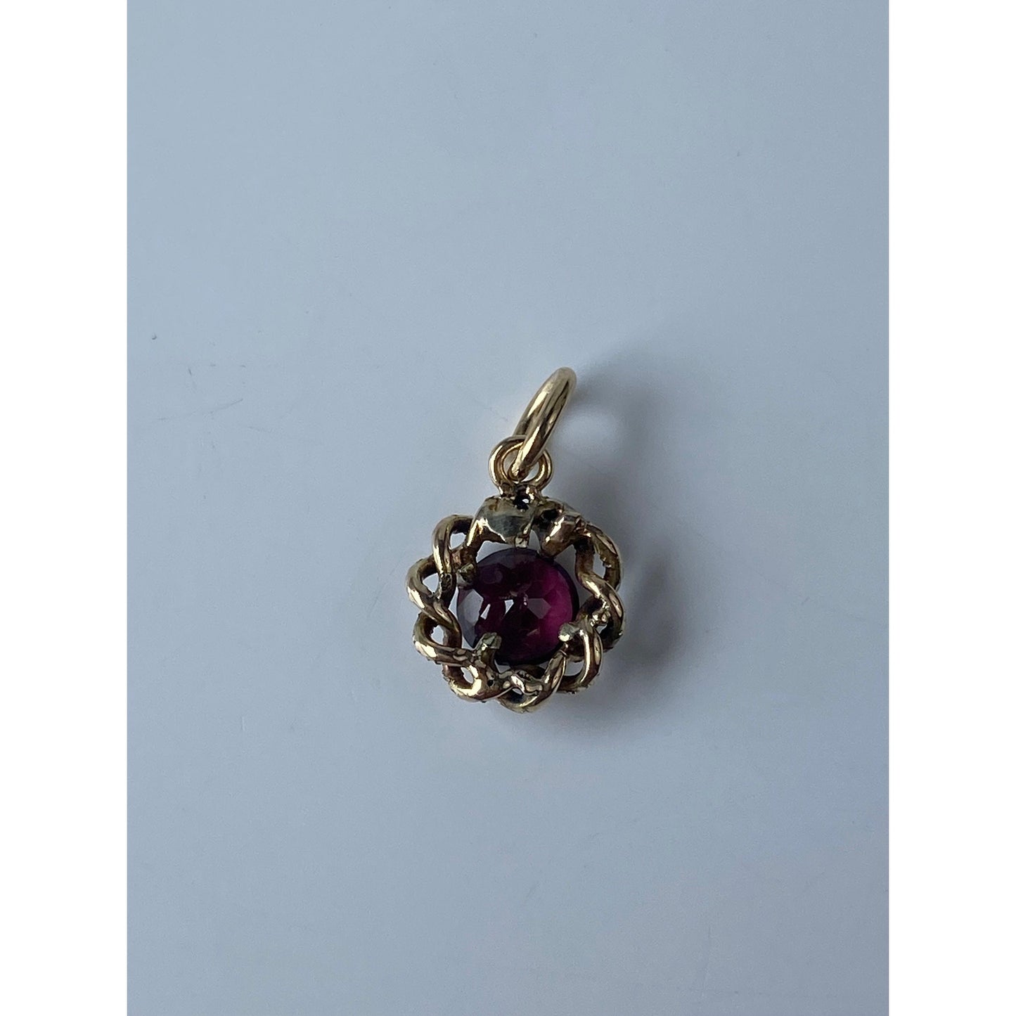 Vintage 10k Yellow Gold Pink Tourmaline Rope Border Stick Pin Conversion Charm